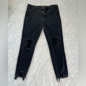 American Eagle Outfitters Black Distressed Skinny Jeans